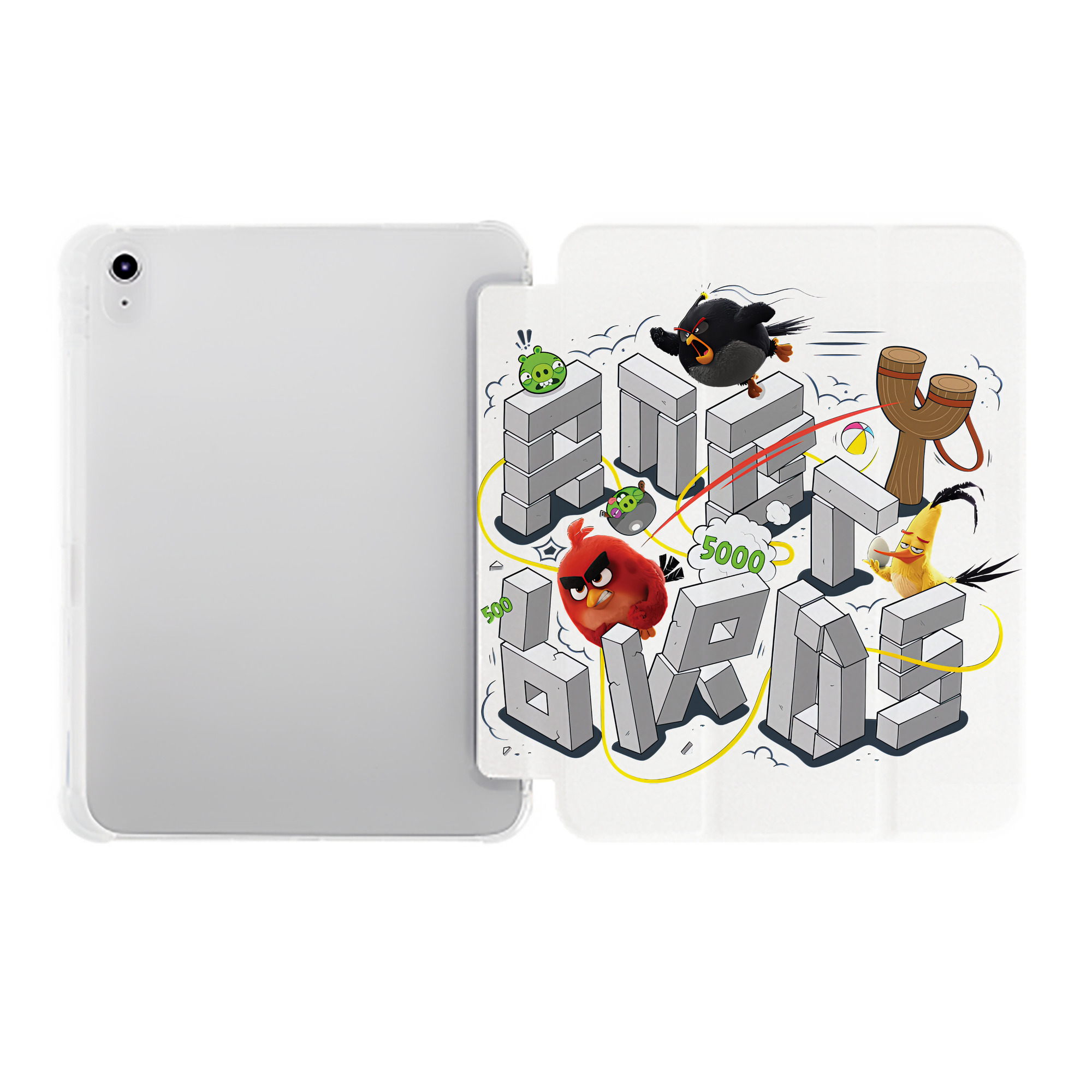 （画像用） Angry Birds アングリーバード IPad ケース ペン収納付き 三つ折りスタンド PUレザー×シリコン 対応機種9.5/10.5/10.9インチ